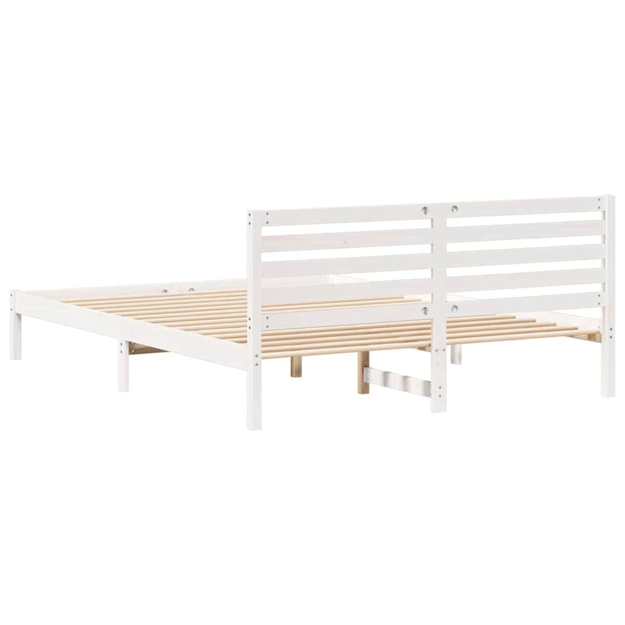 Bedframe met hoofdeinde Wit 160 x 220 cm Massief grenenhout