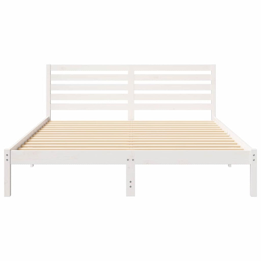 Bedframe met hoofdeinde Wit 160 x 220 cm Massief grenenhout