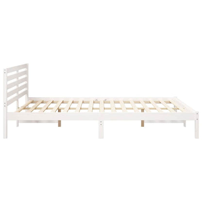 Bedframe met hoofdeinde Wit 160 x 220 cm Massief grenenhout
