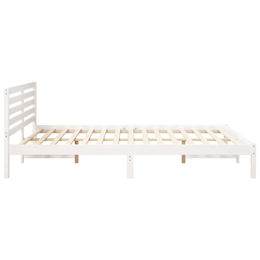 Bedframe met hoofdeinde Wit 160 x 220 cm Massief grenenhout
