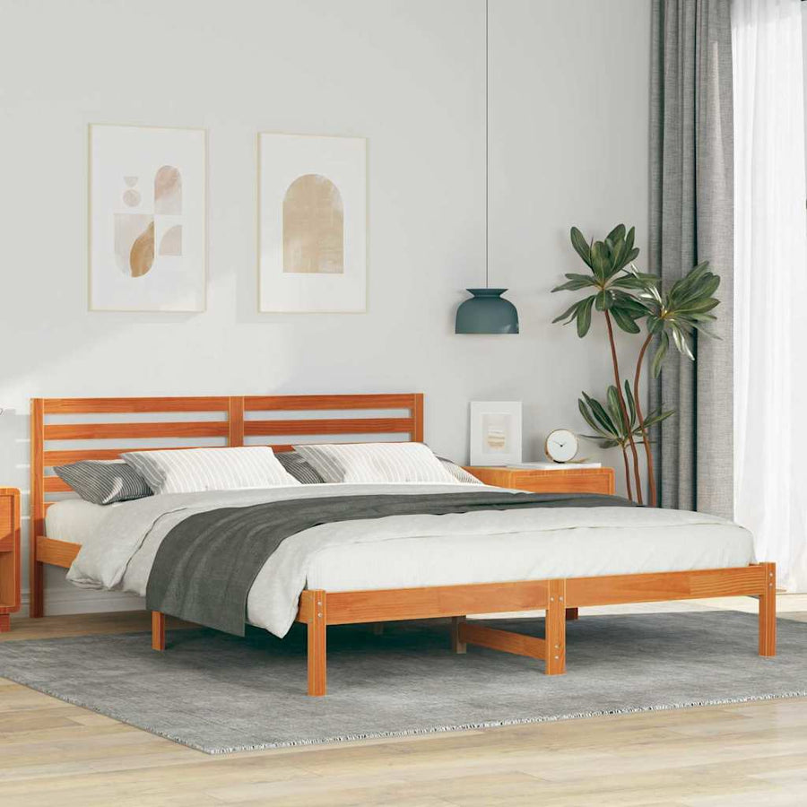 Bedframe Wasbruin 160 x 220 cm Massief grenenhout