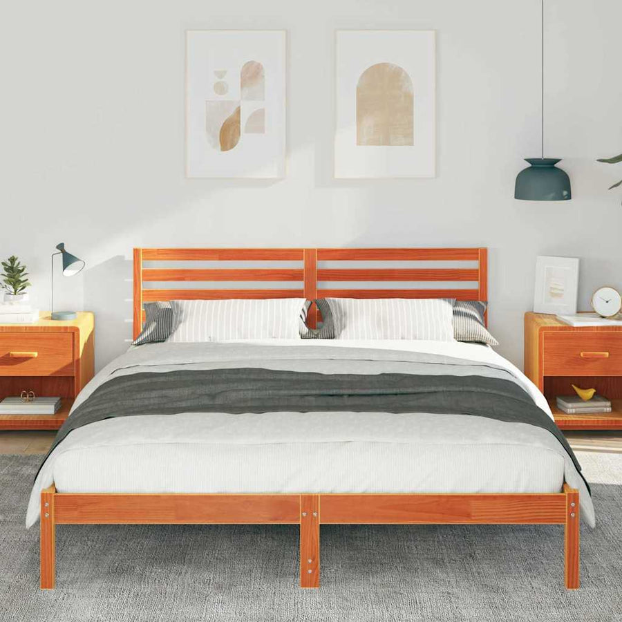 Bedframe Wasbruin 160 x 220 cm Massief grenenhout