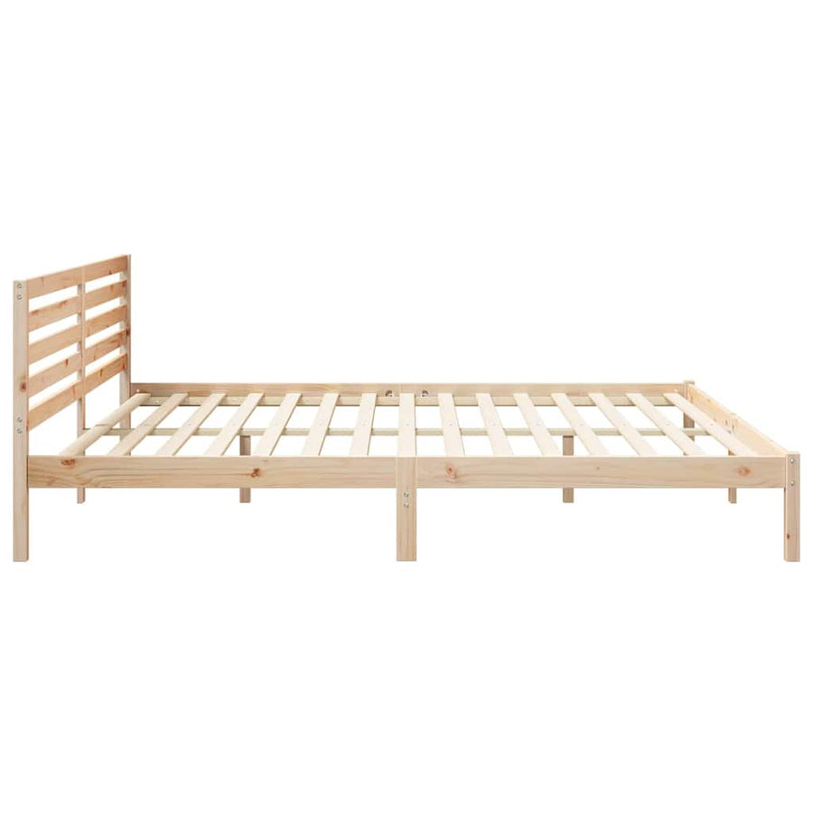 Bedframe met hoofdeinde Bruin 180 x 220 cm Massief grenenhout