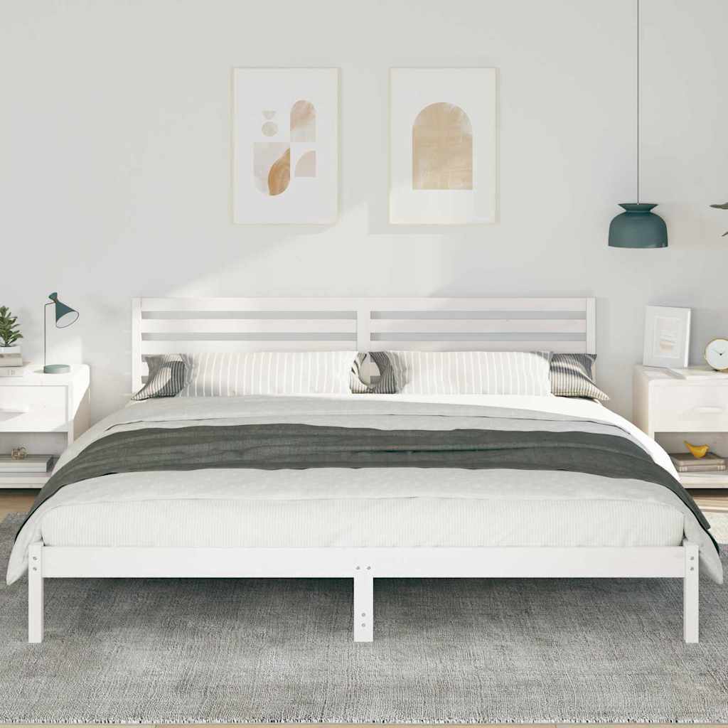 Bedframe met hoofdeinde Wit 180 x 220 cm Massief grenenhout
