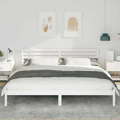 Bedframe met hoofdeinde Wit 180 x 220 cm Massief grenenhout