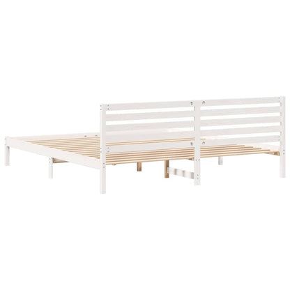 Bedframe met hoofdeinde Wit 180 x 220 cm Massief grenenhout