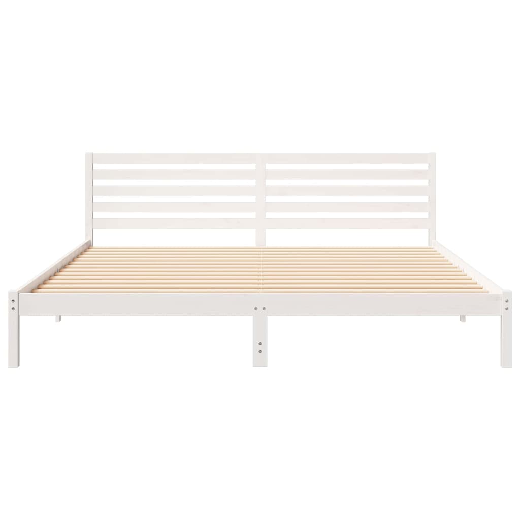 Bedframe met hoofdeinde Wit 180 x 220 cm Massief grenenhout