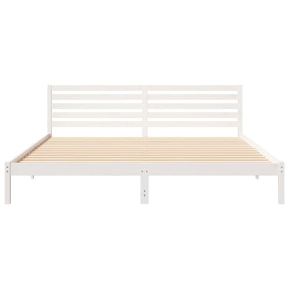 Bedframe met hoofdeinde Wit 180 x 220 cm Massief grenenhout