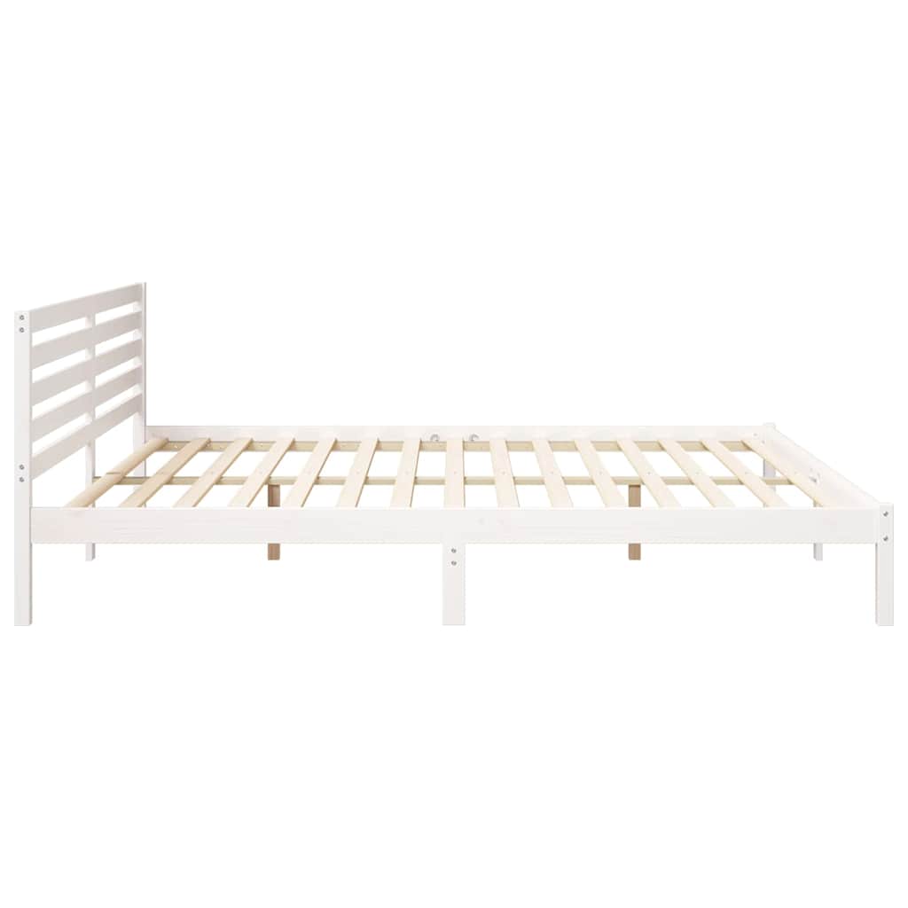 Bedframe met hoofdeinde Wit 180 x 220 cm Massief grenenhout