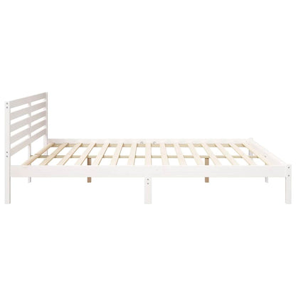 Bedframe met hoofdeinde Wit 180 x 220 cm Massief grenenhout