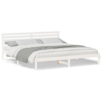 Bedframe met hoofdeinde Wit 180 x 220 cm Massief grenenhout