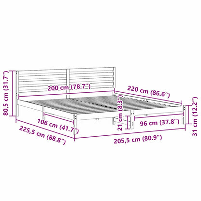Bedframe Wasbruin 200 x 220 cm Massief grenenhout