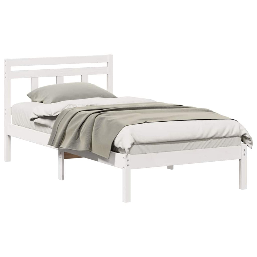 Bedframe Wit 90 x 200 cm Massief grenenhout