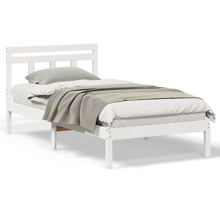 Bedframe Wit 90 x 200 cm Massief grenenhout