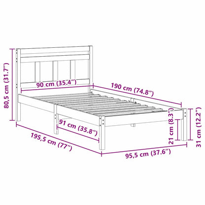 Bedframe Bruin 90 x 190 cm Massief grenenhout