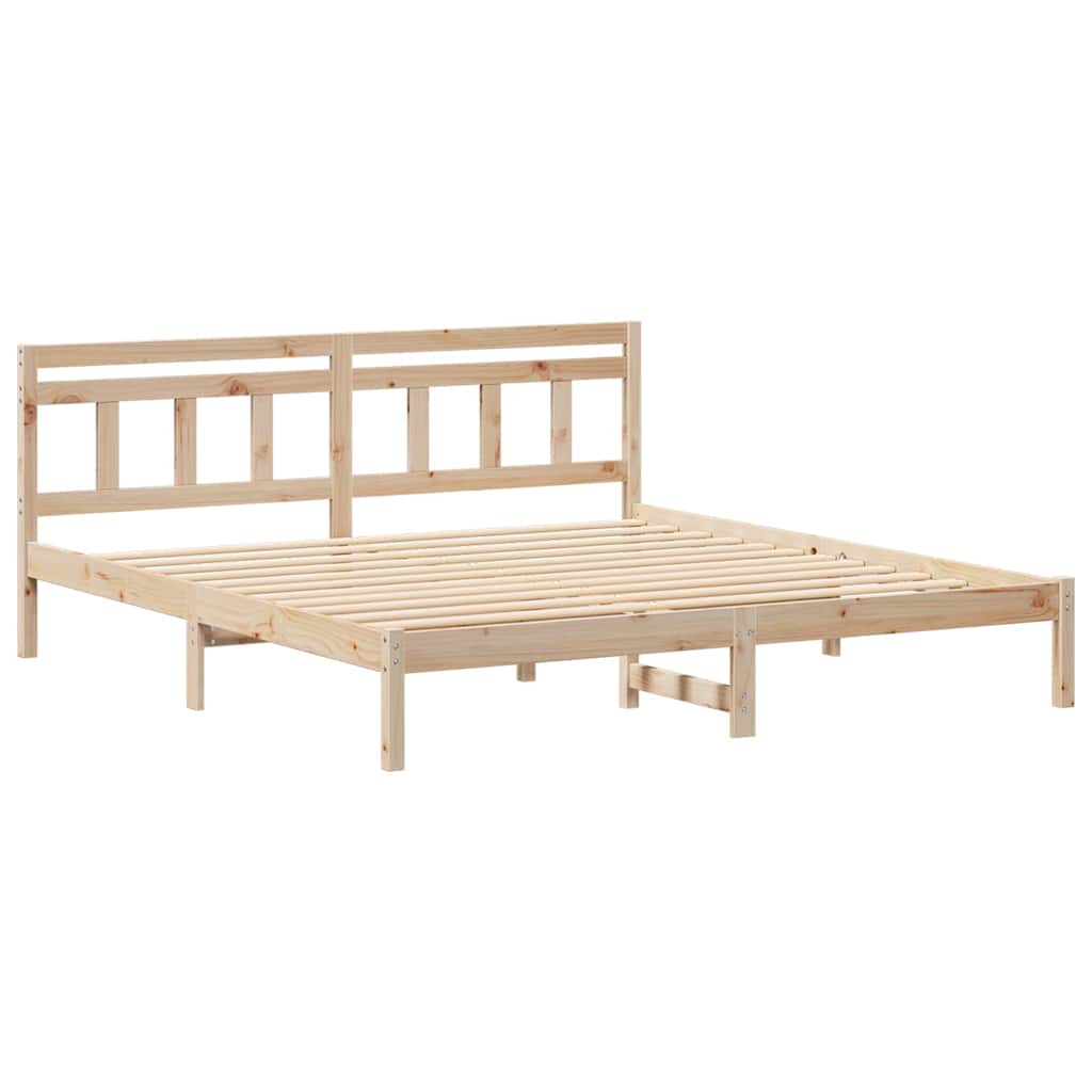 Bedframe met hoofdeinde Bruin 200 x 200 cm Grenenhout