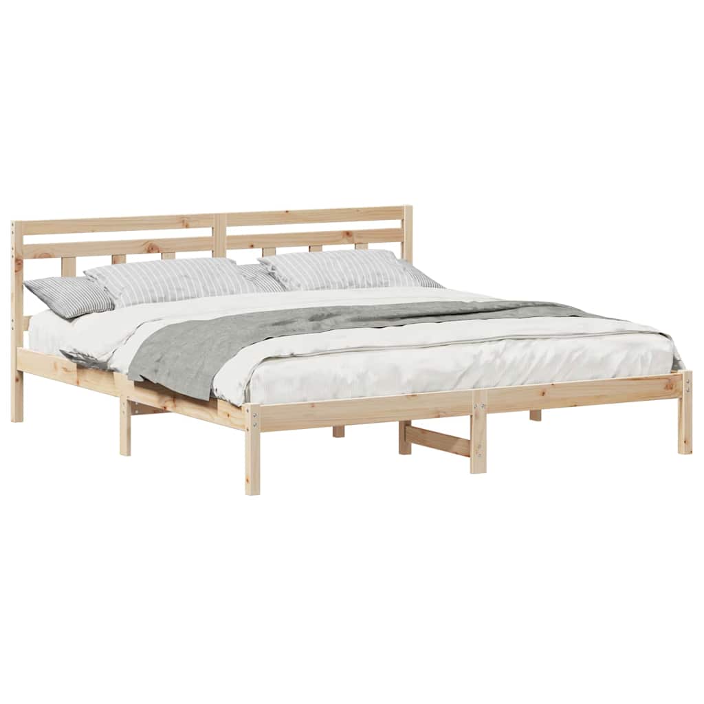 Bedframe met hoofdeinde Bruin 200 x 200 cm Grenenhout