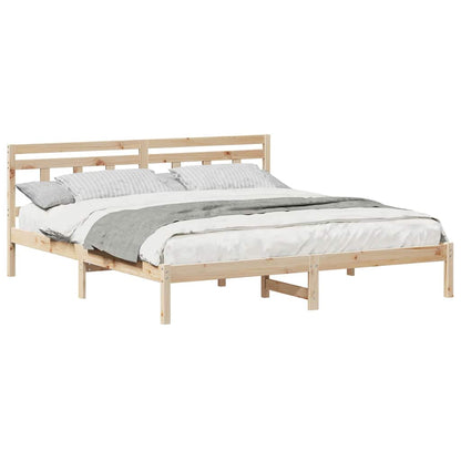 Bedframe met hoofdeinde Bruin 200 x 200 cm Grenenhout