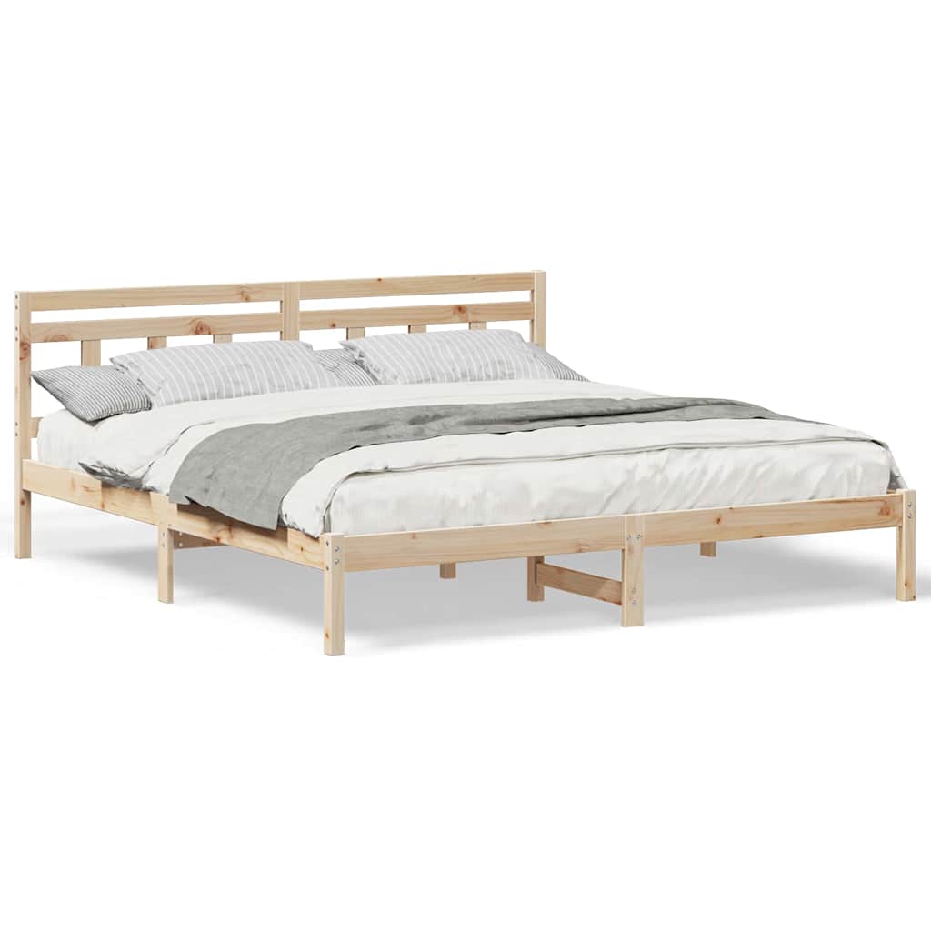 Bedframe met hoofdeinde Bruin 200 x 200 cm Grenenhout