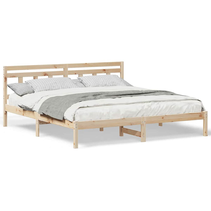 Bedframe met hoofdeinde Bruin 200 x 200 cm Grenenhout
