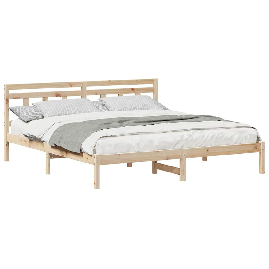 Bedframe met hoofdeinde Bruin 180 x 200 cm Grenenhout