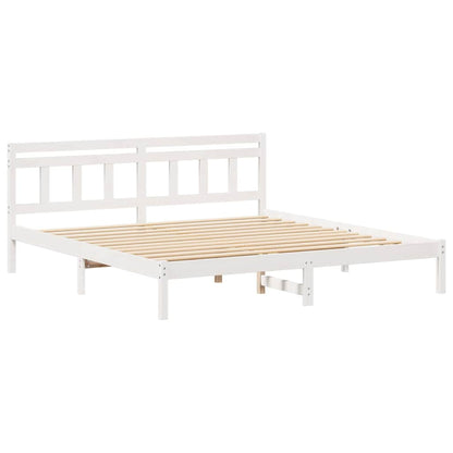 Bedframe met hoofdeinde Wit 180 x 200 cm Massief grenenhout