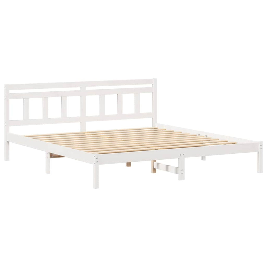 Bedframe met hoofdeinde Wit 180 x 200 cm Massief grenenhout