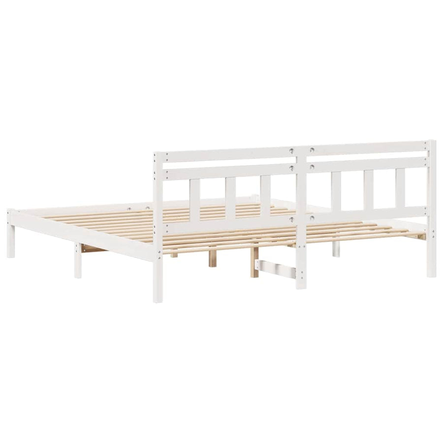 Bedframe met hoofdeinde Wit 180 x 200 cm Massief grenenhout