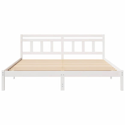 Bedframe met hoofdeinde Wit 180 x 200 cm Massief grenenhout