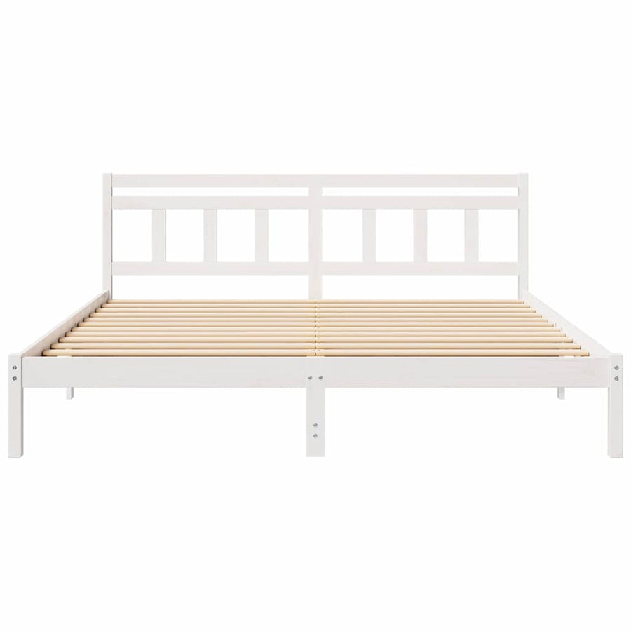 Bedframe met hoofdeinde Wit 180 x 200 cm Massief grenenhout