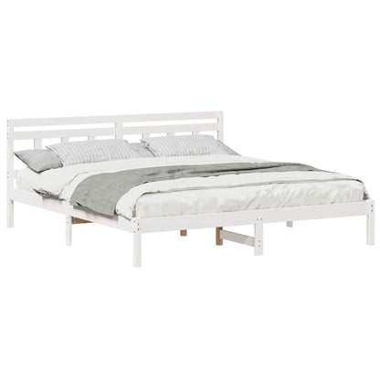 Bedframe met hoofdeinde Wit 180 x 200 cm Massief grenenhout