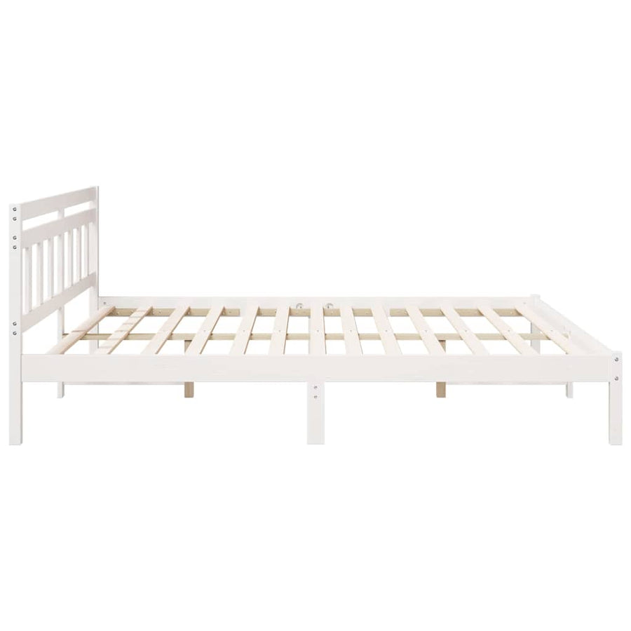 Bedframe met hoofdeinde Wit 180 x 200 cm Massief grenenhout