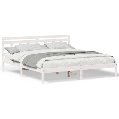 Bedframe met hoofdeinde Wit 180 x 200 cm Massief grenenhout