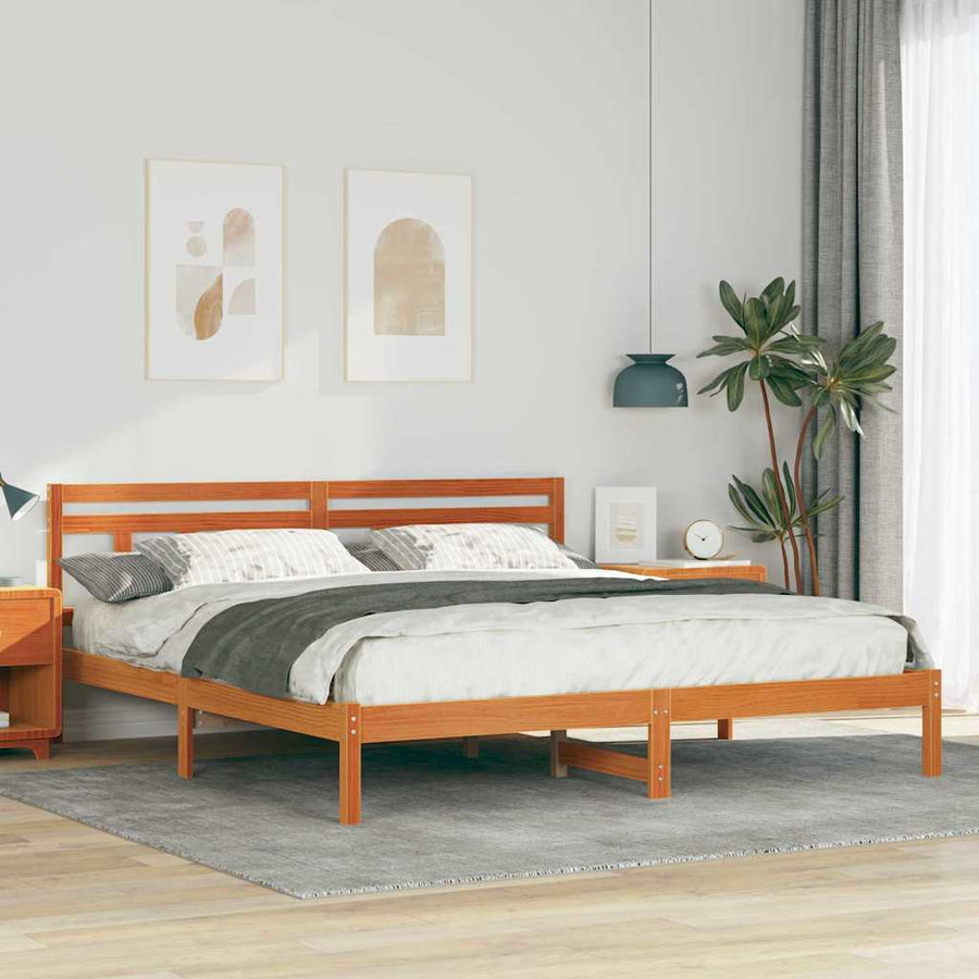 Bedframe met hoofdeinde Bruin 180 x 200 cm Grenenhout