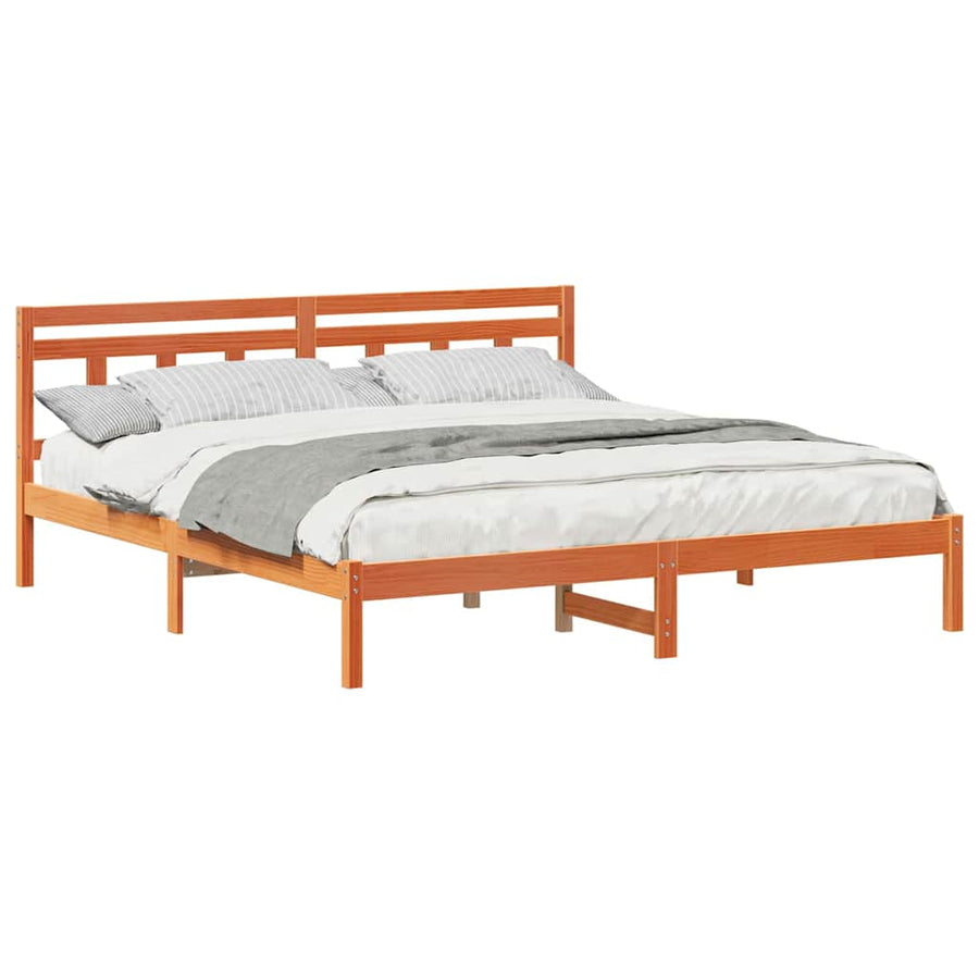 Bedframe met hoofdeinde Bruin 180 x 200 cm Grenenhout