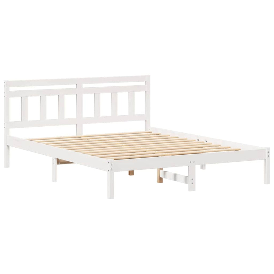 Bedframe met hoofdeinde Wit 160 x 200 cm Massief grenenhout