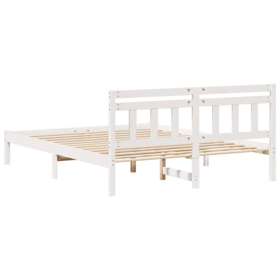 Bedframe met hoofdeinde Wit 160 x 200 cm Massief grenenhout