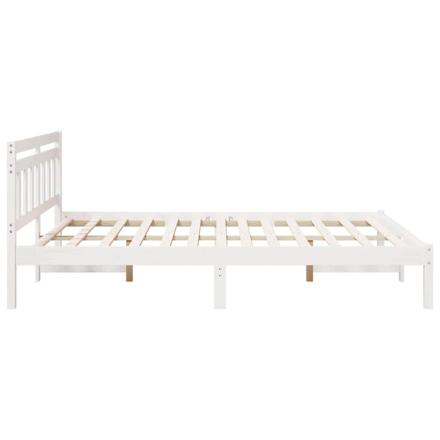 Bedframe met hoofdeinde Wit 160 x 200 cm Massief grenenhout