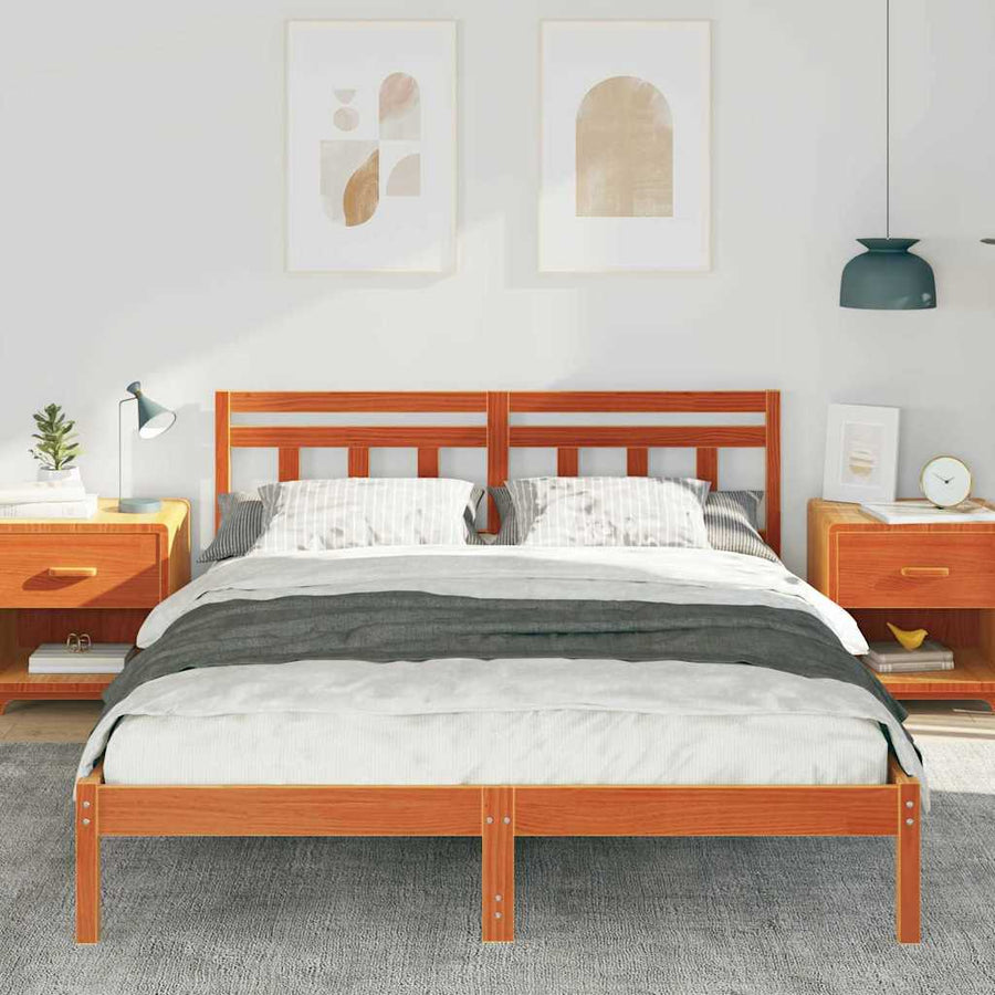 Bedframe met hoofdeinde Bruin 160 x 200 cm Massief grenenhout