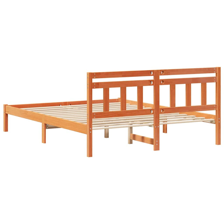 Bedframe met hoofdeinde Bruin 160 x 200 cm Massief grenenhout