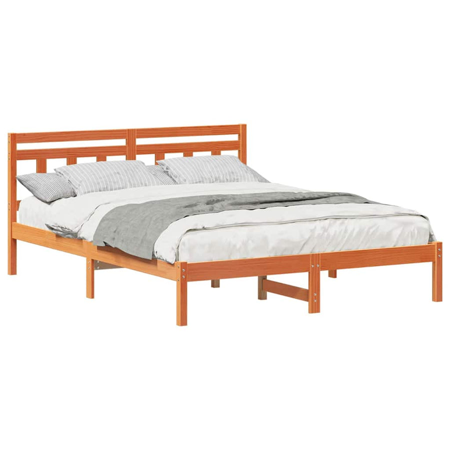 Bedframe met hoofdeinde Bruin 160 x 200 cm Massief grenenhout