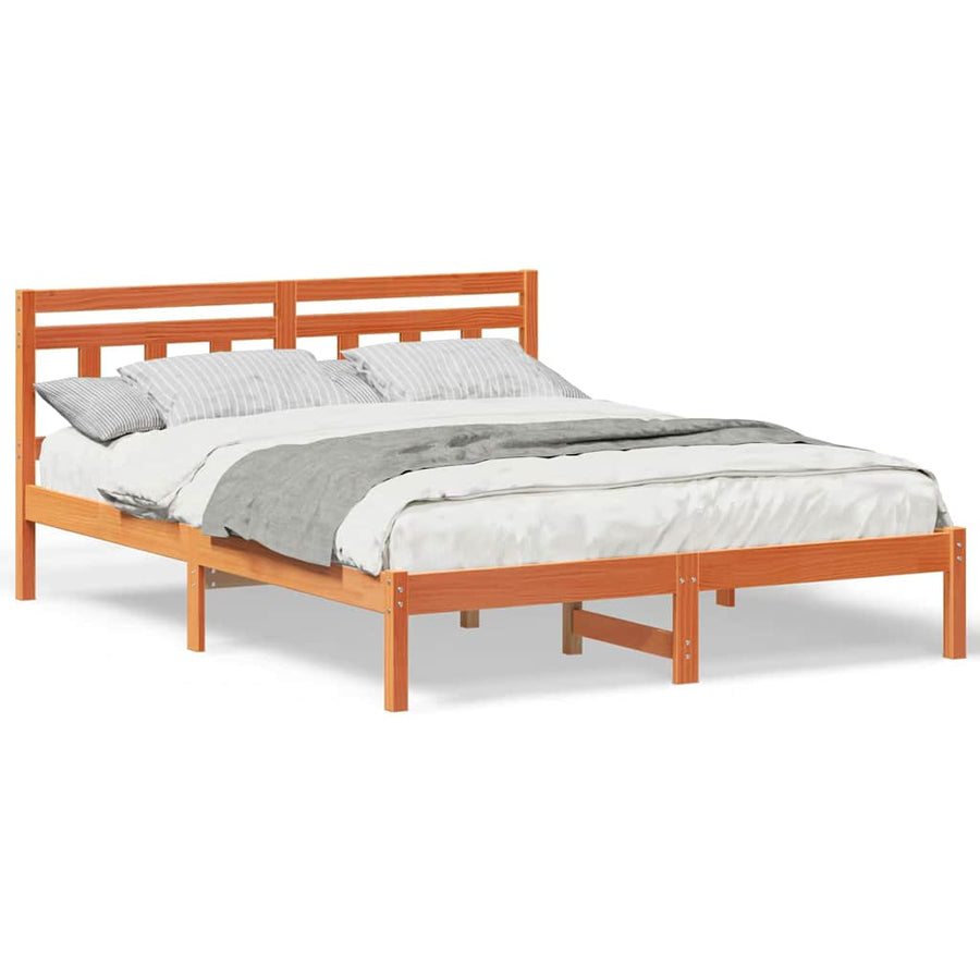Bedframe met hoofdeinde Bruin 160 x 200 cm Massief grenenhout