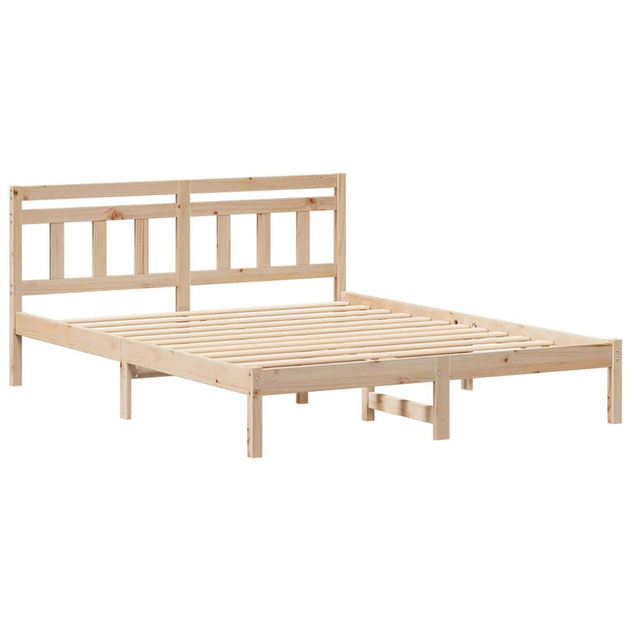 Bedframe met hoofdeinde Bruin 150 x 200 cm Massief grenenhout