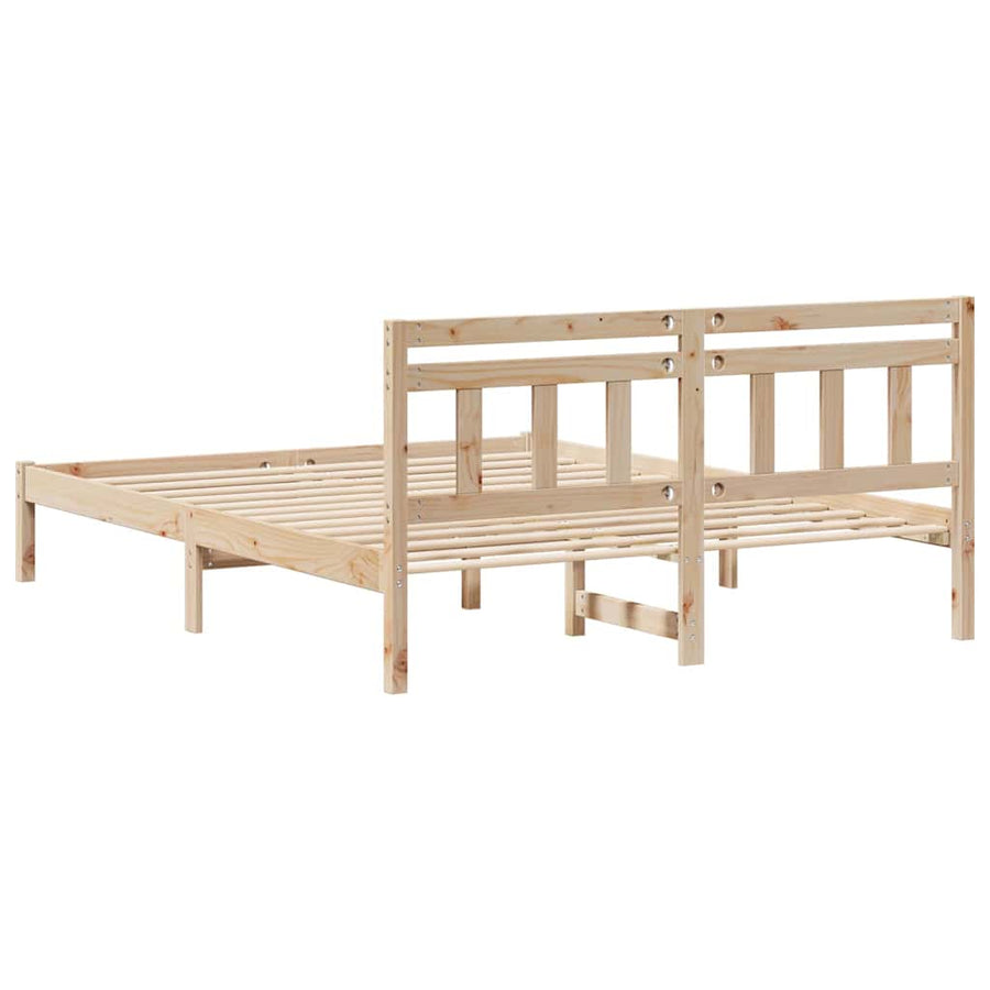 Bedframe met hoofdeinde Bruin 150 x 200 cm Massief grenenhout
