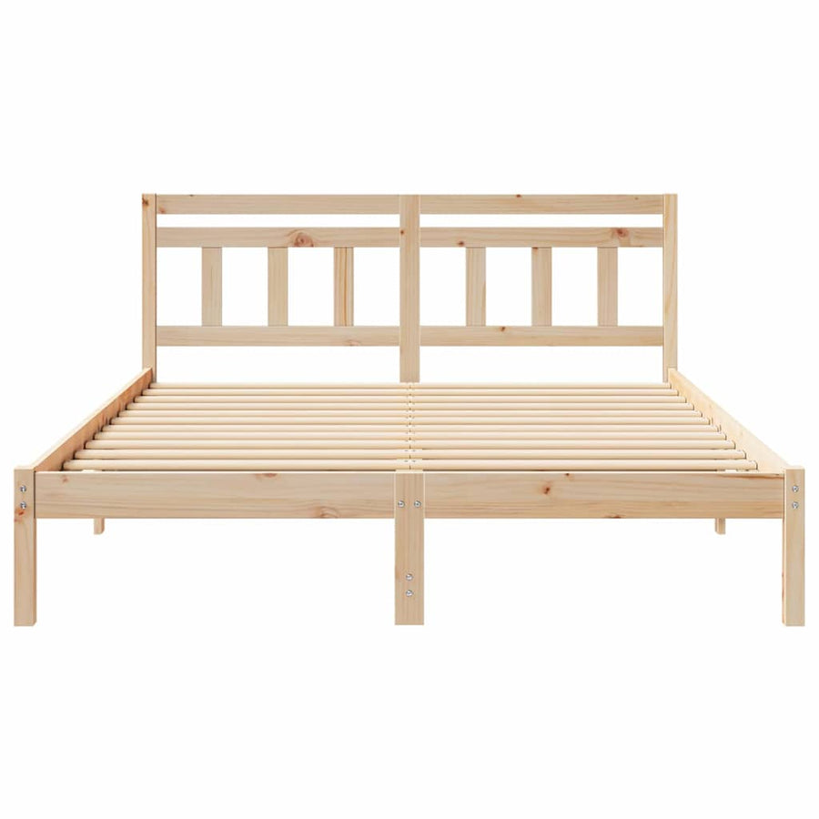 Bedframe met hoofdeinde Bruin 150 x 200 cm Massief grenenhout