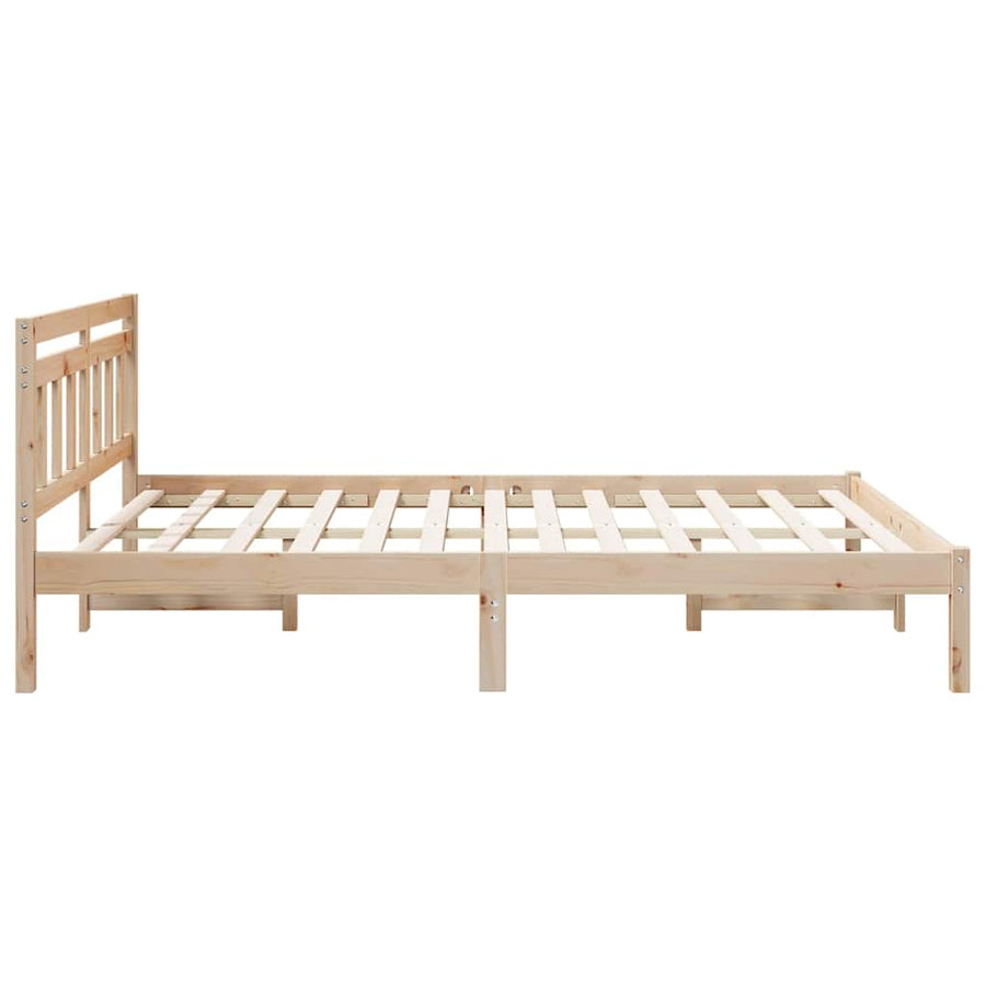 Bedframe met hoofdeinde Bruin 150 x 200 cm Massief grenenhout