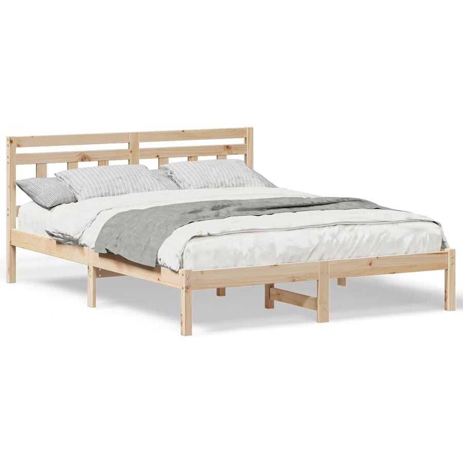 Bedframe met hoofdeinde Bruin 150 x 200 cm Massief grenenhout