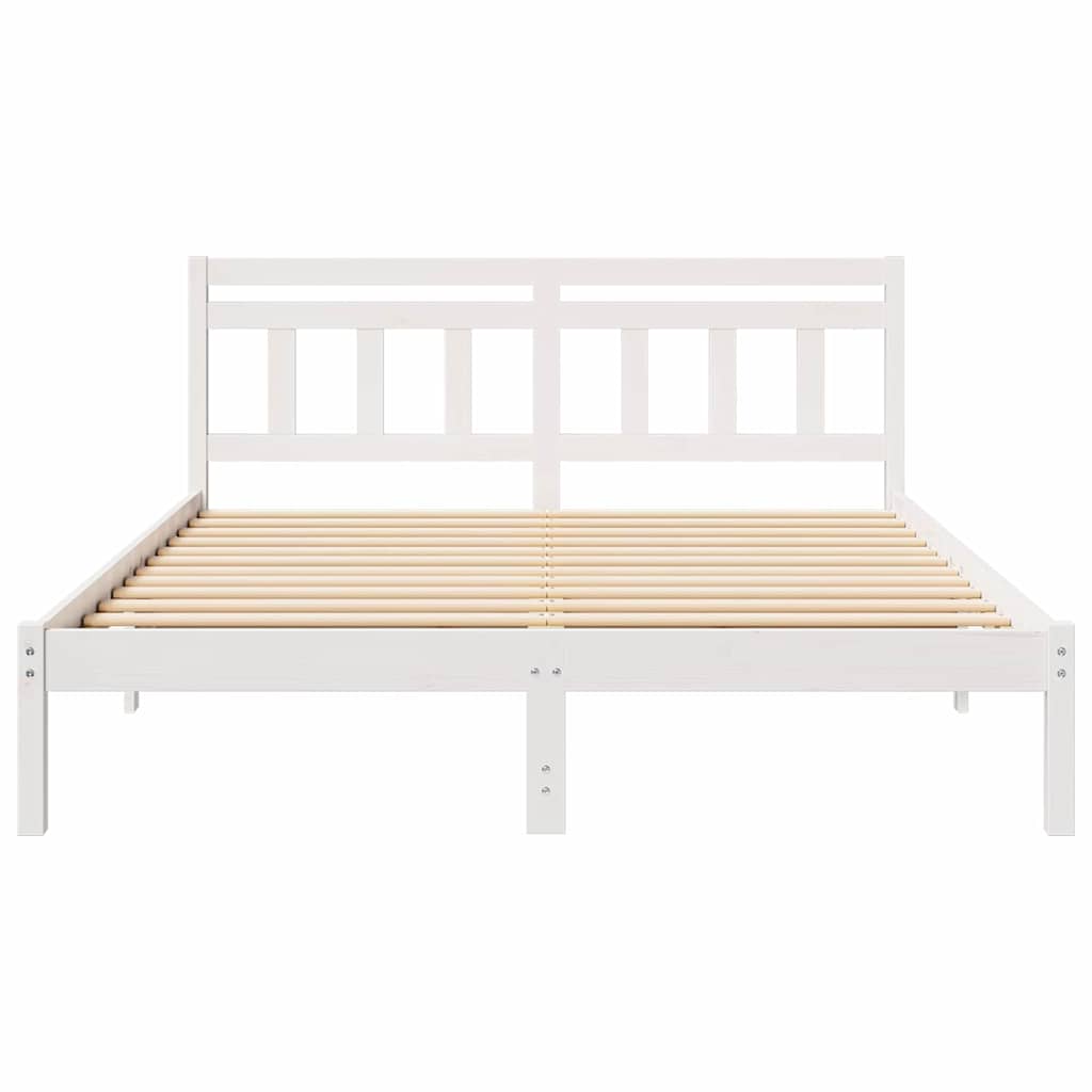 Bedframe met hoofdeinde Wit Standaard Tweepersoons Grenenhout