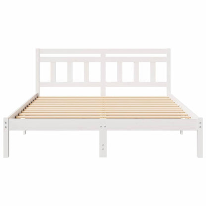 Bedframe met hoofdeinde Wit Standaard Tweepersoons Grenenhout