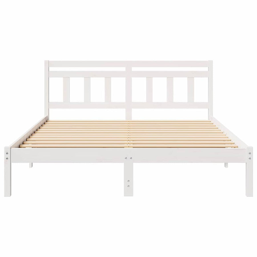 Bedframe met hoofdeinde Wit Standaard Tweepersoons Grenenhout